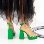 Sandale Dama cu Toc gros si Platforma 2XKK100 Verde » MeiMei.Ro