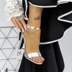 Sandale Dama cu Toc gros 2XKK91 Argintiu » MeiMei.Ro