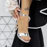 Sandale Dama cu Toc subtire 2XKK90 Argintiu » MeiMei.Ro