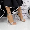 Sandale Dama cu Toc gros 2XKK118 Argintiu Mei