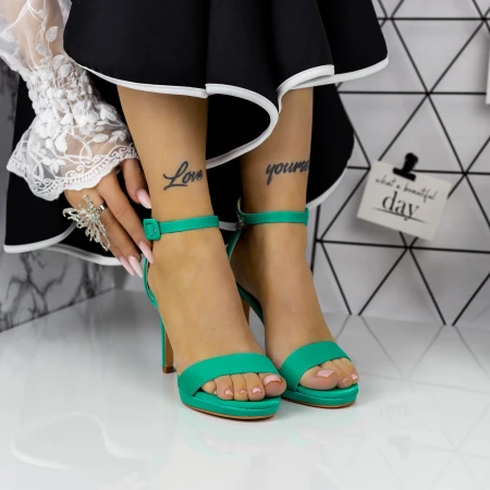 Sandale Dama cu Toc subtire 2XKK90 Verde » MeiMei.Ro