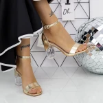 Sandale Dama cu Toc gros 2XKK113 Auriu » MeiMei.Ro