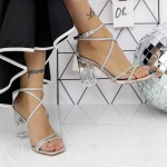 Sandale Dama cu Toc gros 2XKK99 Argintiu » MeiMei.Ro