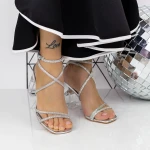 Sandale Dama cu Toc gros 2XKK99 Argintiu » MeiMei.Ro