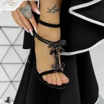 Sandale Dama cu Toc gros 2XKK221 Negru » MeiMei.Ro