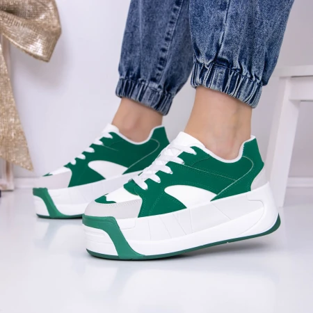Pantofi Sport Dama cu Platforma 3XJ113 Verde » MeiMei.Ro
