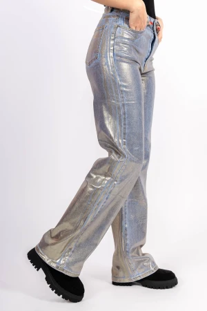Pantaloni Dama HM6538-1 Albastru-Auriu » MeiMei.Ro
