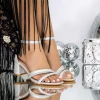 Sandale Dama cu Toc gros 3YXD90 Argintiu | Mei