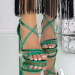 Sandale Dama cu Toc 3XKK111 Verde Mei
