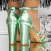 Sandale Dama cu Toc 3XKK112 Verde Mei