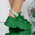 Sandale Dama cu Platforma 3WL231 Verde » MeiMei.Ro