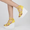 Sandale Dama cu Toc si Platforma LM259 Yellow Mei