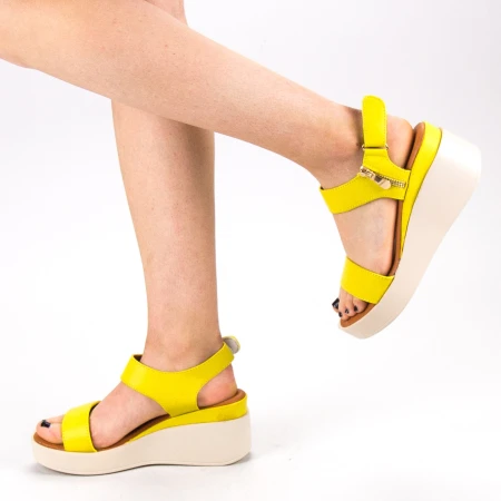 Sandale Dama cu Toc si Platforma QZL226 Yellow Mei