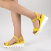 Sandale Dama cu Toc si Platforma LM255 Yellow Mei
