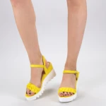 Sandale Dama cu Toc si Platforma LM255 Yellow Mei