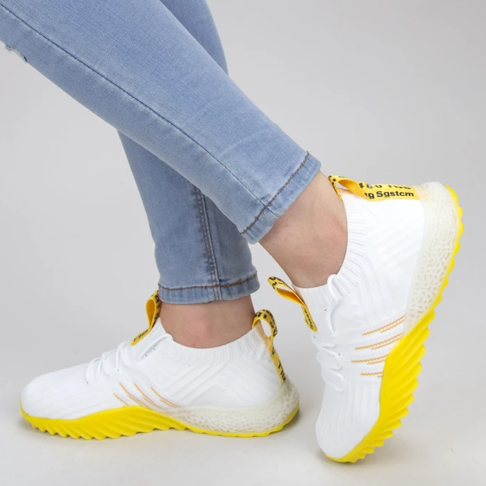 Pantofi Sport Dama YKQ70 White-yellow Mei