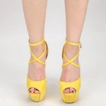 Sandale Dama cu Toc si Platforma HLX78 Yellow Mei