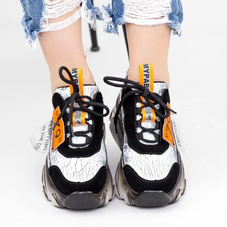 Pantofi Sport Dama cu Platforma SZ260 Black-Orange Mei