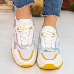 Pantofi Sport Dama cu Platforma 23-52 White-Yellow Se7en