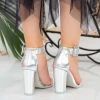 Sandale Dama cu Toc gros XKK161A Silver Mei