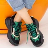 Pantofi Sport Dama cu Platforma LGYED3 Negru-Verde Mei