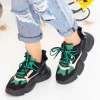 Pantofi Sport Dama cu Platforma LGYED3 Negru-Verde Mei