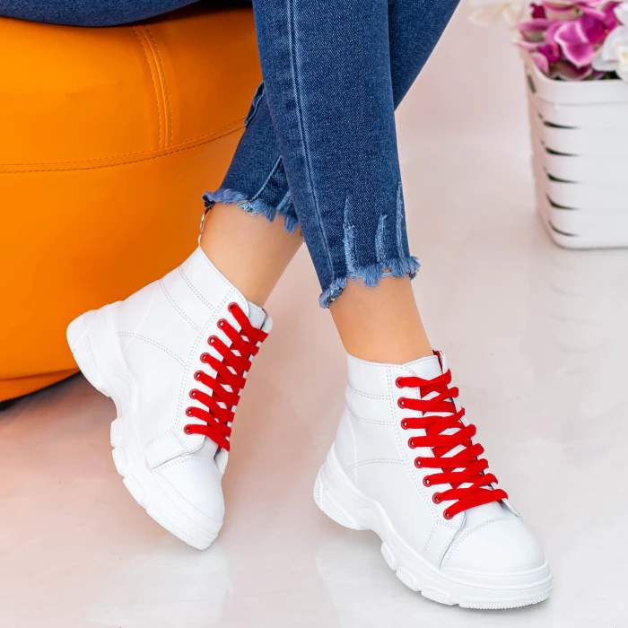 Pantofi Sport Dama Y10 Alb-Rosu Fashion