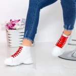 Pantofi Sport Dama Y10 Alb-Rosu Fashion