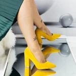 Pantofi cu Toc gros TY6 Yellow Mei