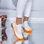 Pantofi Sport Dama YKQ198 White-Orange » MeiMei.Ro