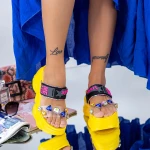 Papuci Dama cu Platforma NX96 Yellow » MeiMei.Ro