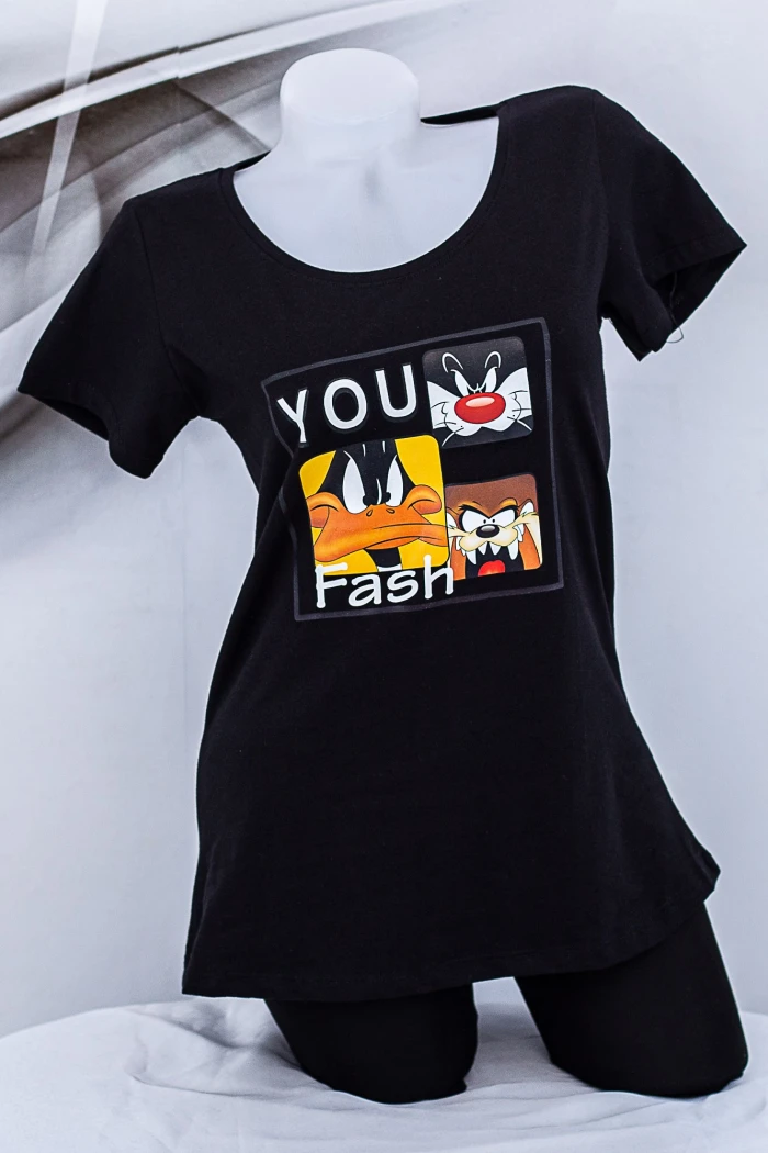 Tricou Dama "YOU Fash" 1833 Negru Fashion
