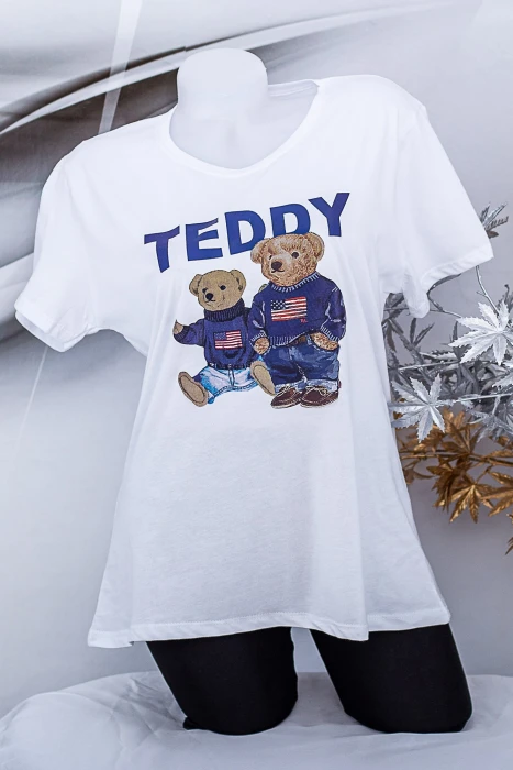 Tricou Dama "TEDDY" 1834 Alb Fashion