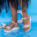 Sandale Dama cu Platforma FS37 Bej Mei