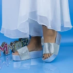 Papuci Dama cu Platforma X3 Argintiu Mei
