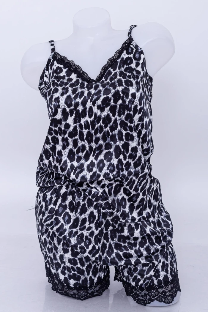 Pijama Dama S085 Leopard Gri Fashion