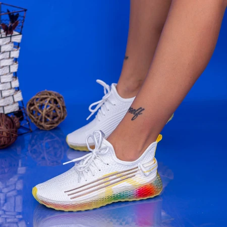 Pantofi Sport Dama YKQ210 White-Yellow Mei