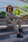 Compleu Dama din catifea CM011 Leopard Bej Fashion