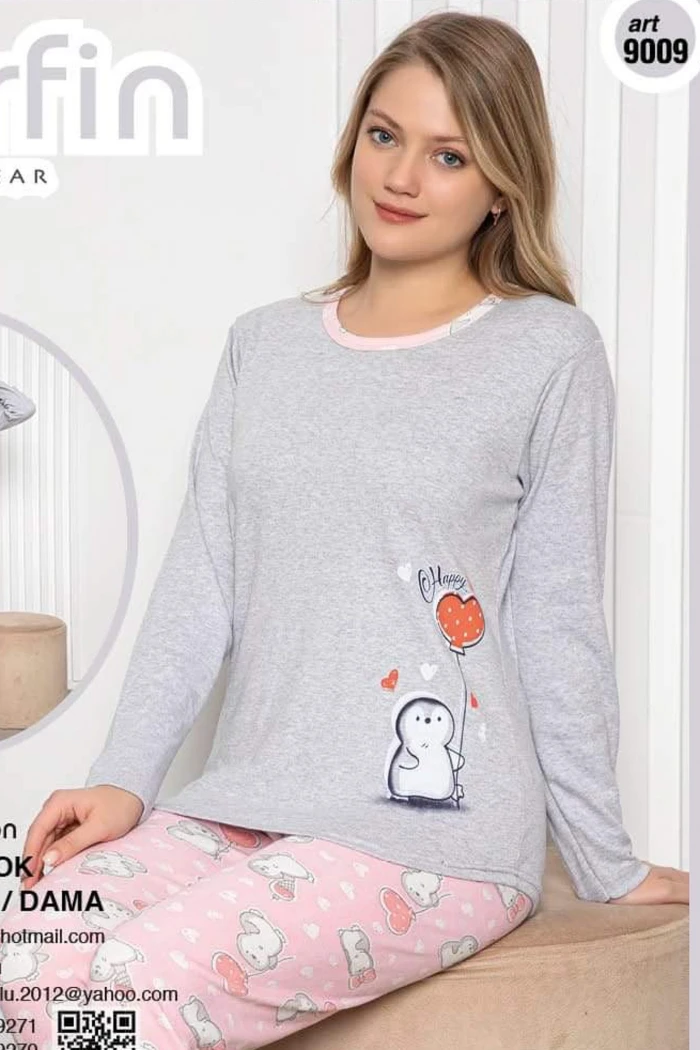 Pijama Dama 9009 Gri-Roz Fashion