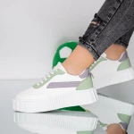 Pantofi Sport Dama MU16 Alb-Verde Fashion